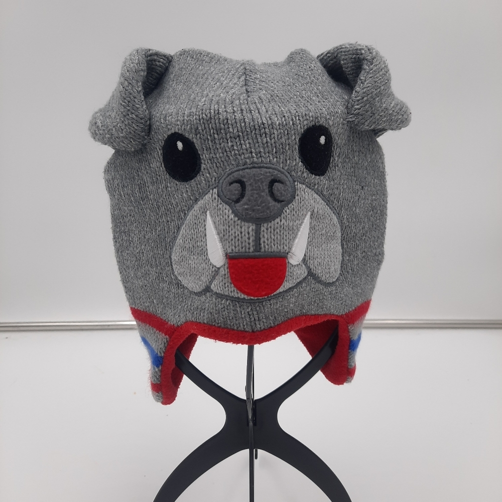 NWOT Healthtex Knit Dog hat with ear covers Red fleece lined Gray Blue Red 2T-5T